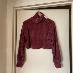 NWT Altar'd State Maroon Ribbed Crop Sweater